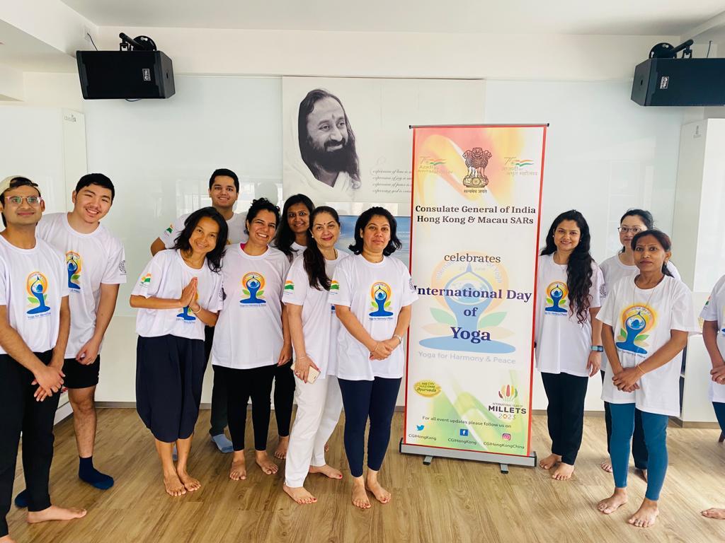    Yoga session on sun salutations (Surya Namaskar) held in partnership with the Art of Living on 27 May 2023 in the run up to the International Day of Yoga 2023